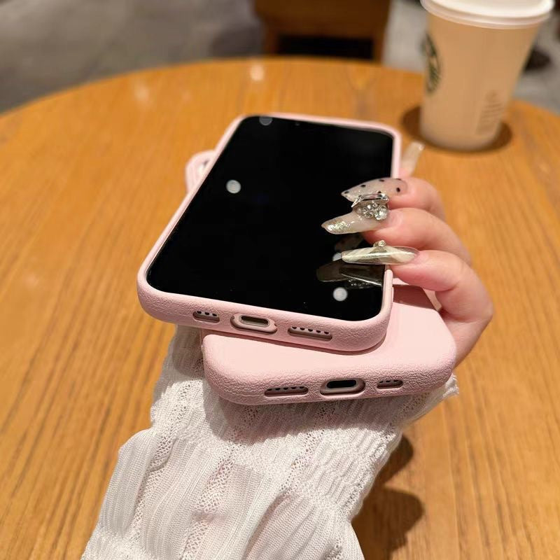 Solid color leather texture silicone phone case for Apple devices