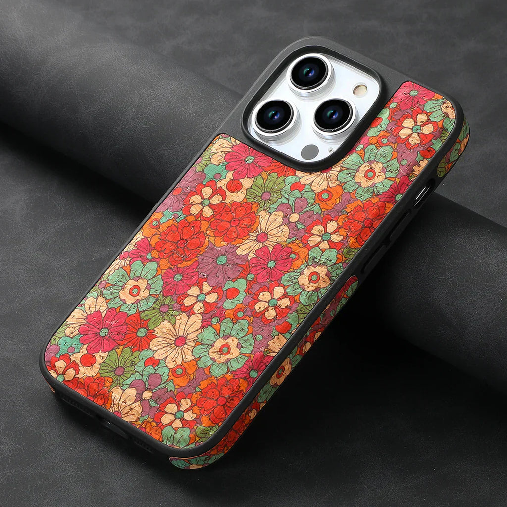 Magnet Leather Flower Pattern Phone Case For iPhone Red（Compatible With Magsafe）- 644008992112
