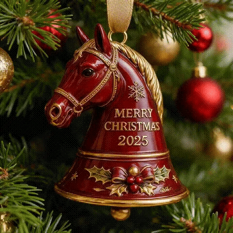 🐎 Handmade Horse Bell Ornament – Merry Christmas 2025🎄