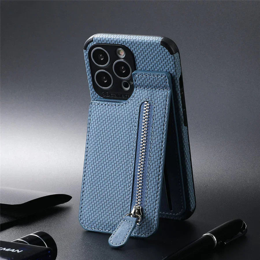 Zipper Cards Wallet Leather Phone Case For iPhone