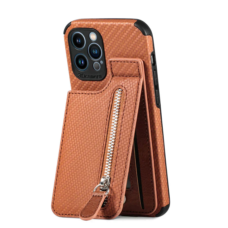 Zipper Cards Wallet Leather Phone Case For iPhone