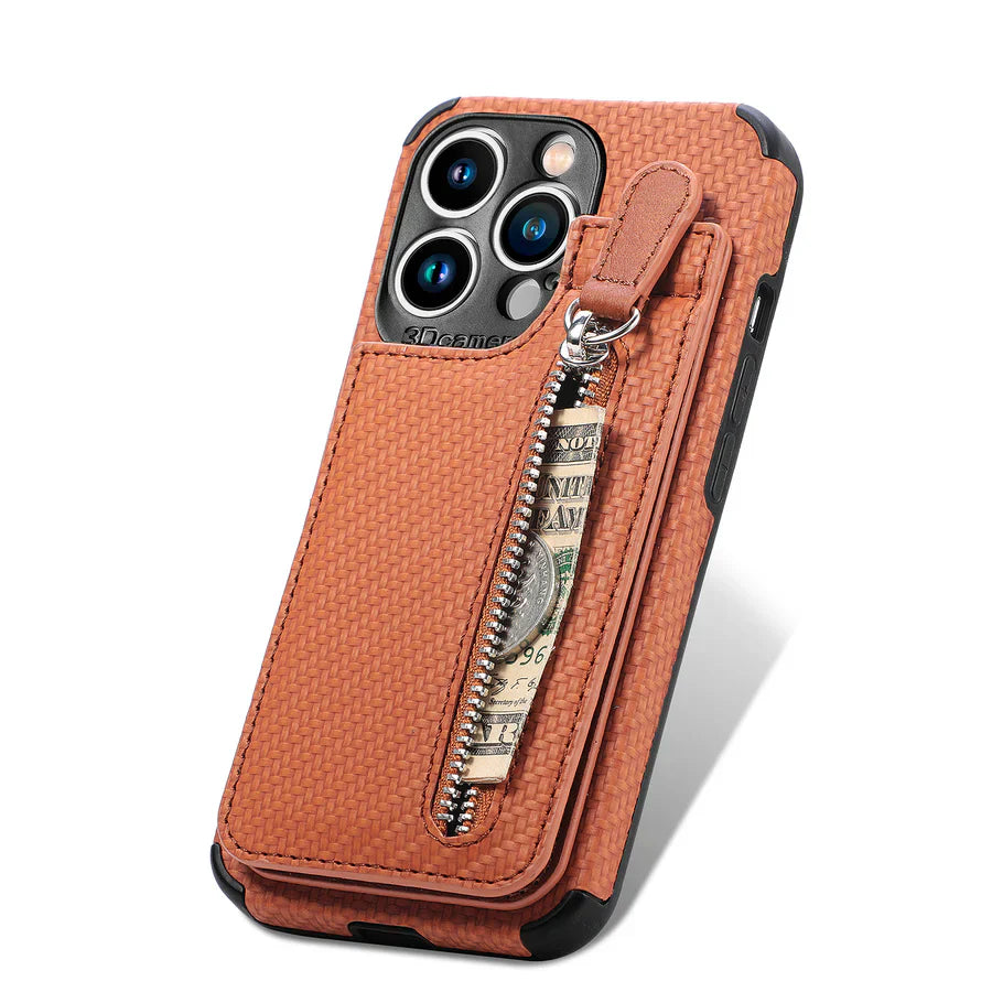Zipper Cards Wallet Leather Phone Case For iPhone