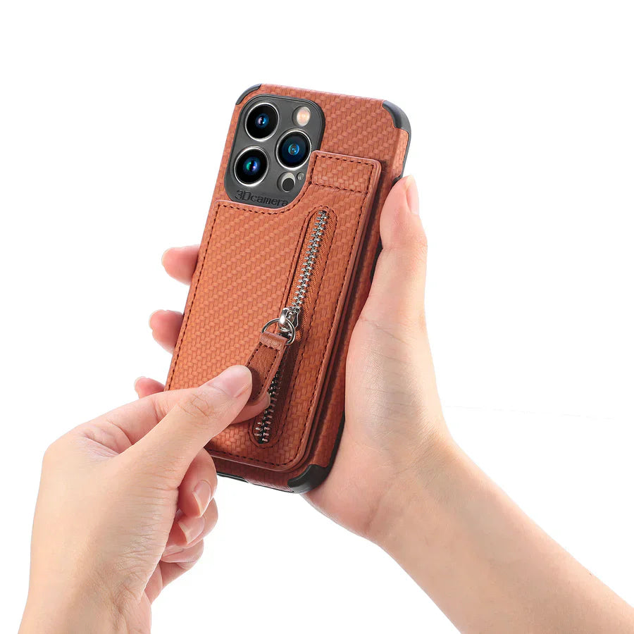 Zipper Cards Wallet Leather Phone Case For iPhone