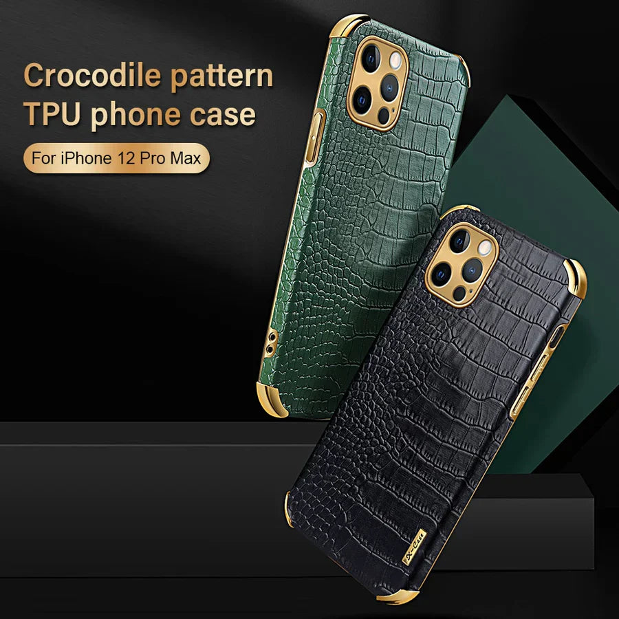 Luxury Faux Crocodile Soft Slim Leather Phone Case For iPhone